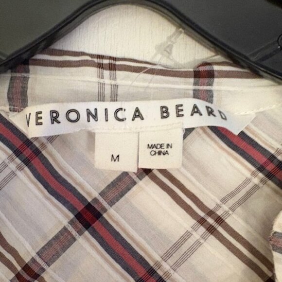 Veronica Beard White & Brown Plaid Ruffle Mini Dress, Sz M, NWOT - Picture 4 of 9